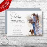 Watercolor Rustic Cowboy Wedding Invitation