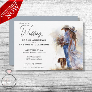 Watercolor Rustic Cowboy Wedding Invitation