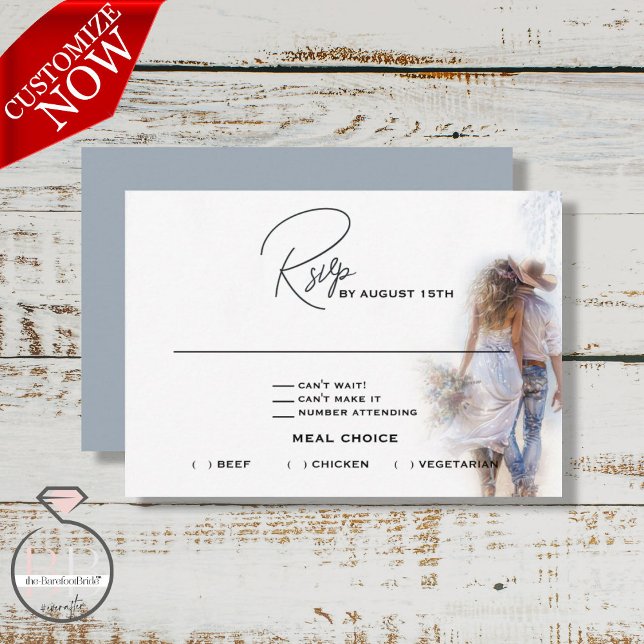 Watercolor Rustic Cowboy Wedding  RSVP Card (Creator Uploaded)