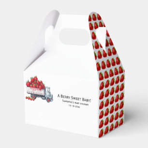 Watercolor Rustic Cute strawberry baby shower Favor Boxes