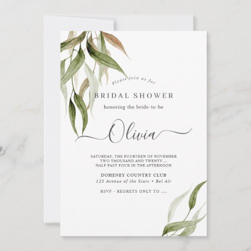 Watercolor Rustic Eucalyptus Bridal Shower Invitation