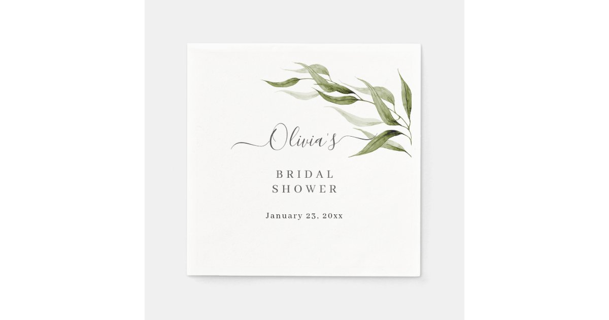 Watercolor Rustic Eucalyptus Bridal Shower Napkins Zazzle
