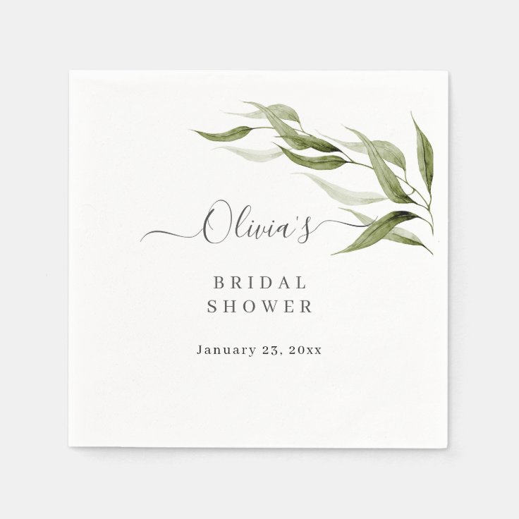 Watercolor Rustic Eucalyptus Bridal Shower Napkins Zazzle