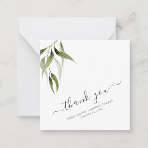 Watercolor Rustic Eucalyptus Greenery Thank You Note Card