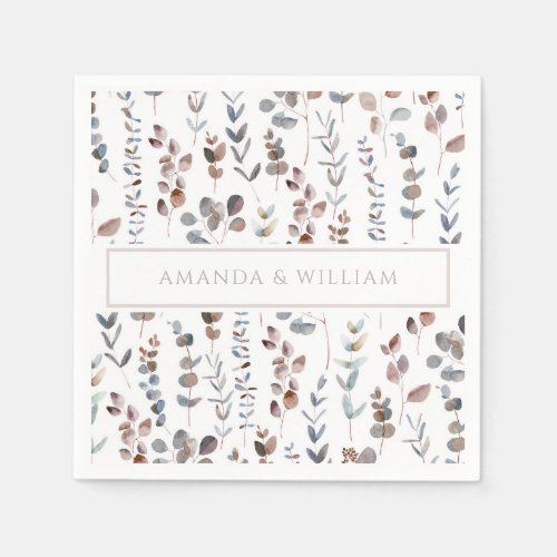  Watercolor Rustic Eucalyptus Wedding  Napkins