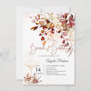 Watercolor Rustic Fall Eucalyptus Brunch Bubbly Invitation