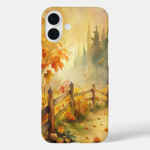 Watercolor Rustic Fall Landscape  iPhone 16 Plus Case