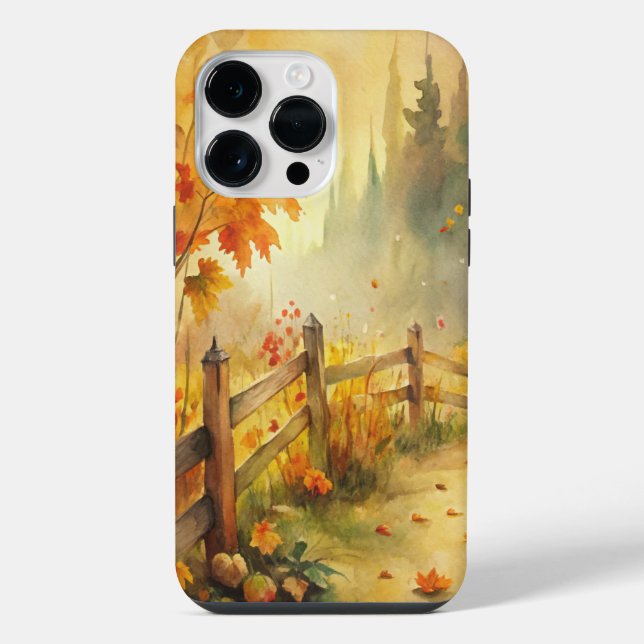 Watercolor Rustic Fall Landscape  Iphone Case (Back)