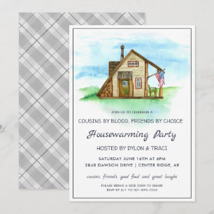 Watercolor Rustic Farmhouse Housewarming Party Invitation