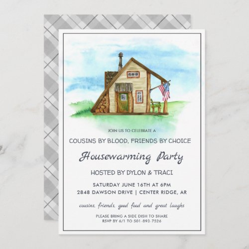 Watercolor Rustic Farmhouse Housewarming Party Invitation