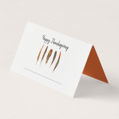  Watercolor Rustic feather Thanksgiving place card