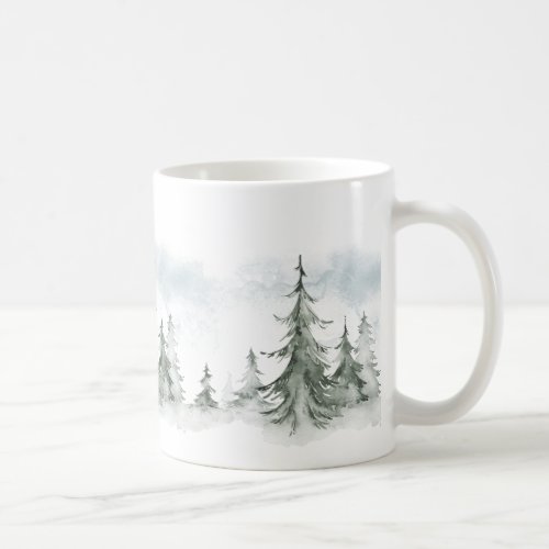 Watercolor Rustic Fir Trees Forest Winter Coffee Mug
