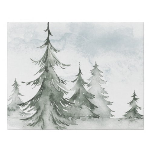 Watercolor Rustic Fir Trees Forest Winter Faux Canvas Print