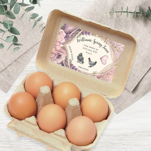 Watercolor Rustic Floral Egg Carton Label