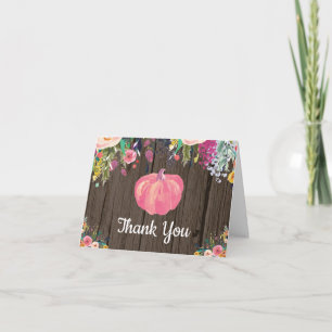 Watercolor Rustic Floral Fall Pumpkin Thank You Card