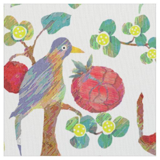 Watercolor Rustic Floral Garland Folk Art Pattern Fabric