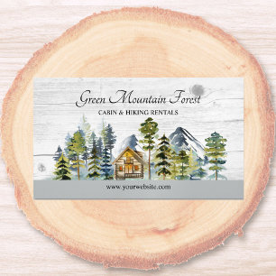 Watercolor Rustic Foggy Forest Mountain Cabin Rectangular Sticker
