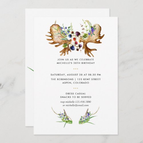 Watercolor Rustic Forest Birthday Party Invitation