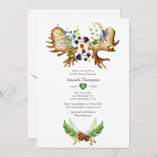 Watercolor Rustic Forest Bridal Shower Invitation