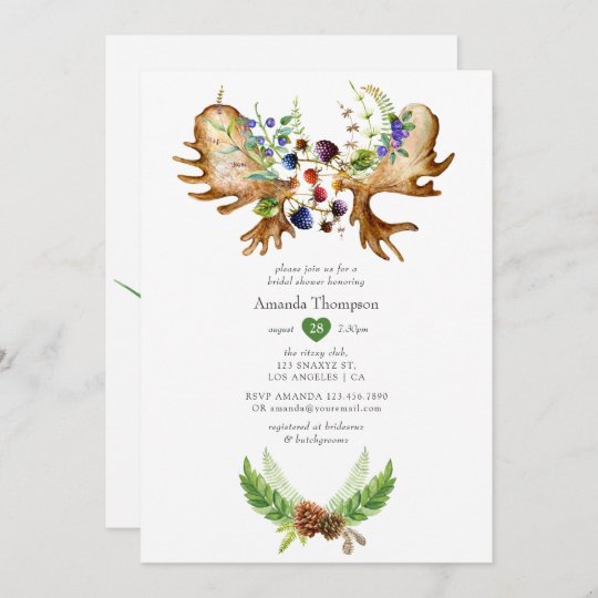 Watercolor Rustic Forest Bridal Shower Invitation | Zazzle.com