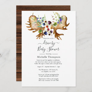 Watercolor Rustic Forest Drive By Shower Invitation