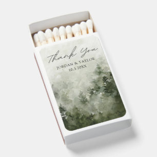 Watercolor Rustic Forest Mountain Wedding Favor Matchboxes