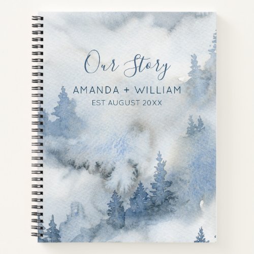 Watercolor Rustic Forest Our Story Couples Notebook