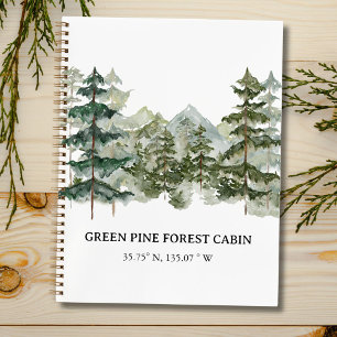 Watercolor Rustic Forest  Rental Cabin Guest Book