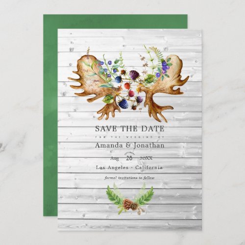 Watercolor Rustic Forest Wedding Photo Save The Date