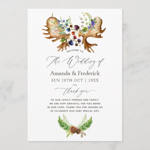 Watercolor Rustic Forest Wedding Program