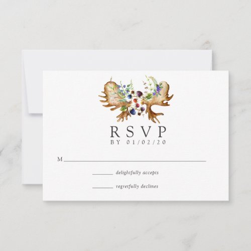 Watercolor Rustic Forest Wedding RSVP Card