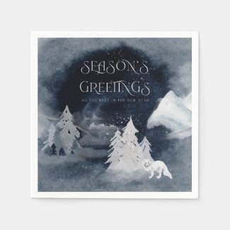Watercolor Rustic Forest Winter Holiday Christmas