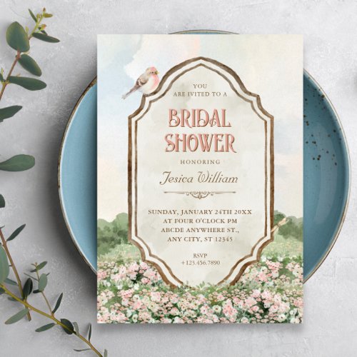 Watercolor rustic garden bridal shower invitation