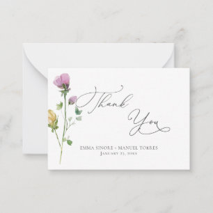 Watercolor Rustic Garden Roses Thank You Note Card