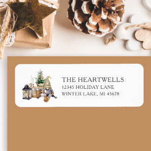 Watercolor Rustic Gnome Christmas Return Address Label