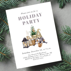 Watercolor Rustic Gnome Holiday Party Invitation