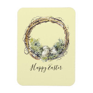 Watercolor Rustic Grapevine & Egg Nest Easter Magnet