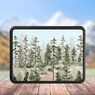 Watercolor Rustic Green Forest Hitch Cover