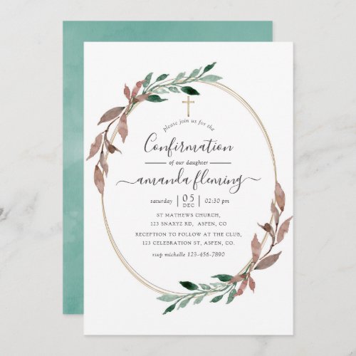 Watercolor Rustic Greenery Winter Confirmation Invitation