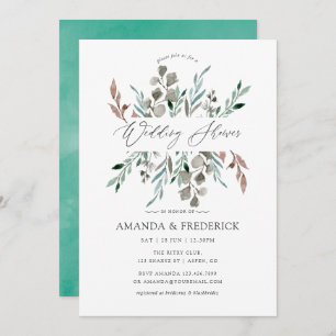 Watercolor Rustic Greenery Winter Wedding Shower Invitation