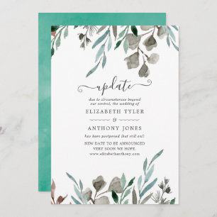 Watercolor Rustic Greenery Winter Wedding Update Invitation