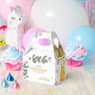 Watercolor Rustic Little Fisherman Baby Shower Favor Boxes