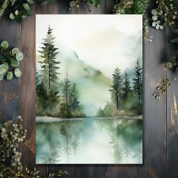 Watercolor Rustic Mountain Lake Forest Wedding Invitation | Zazzle