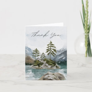 Watercolor Rustic Mountain Lake Thank You Card