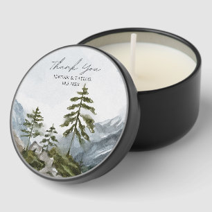 Watercolor Rustic Mountain Lake Wedding Favor Mini Candle Favors