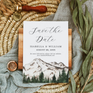 Watercolor Rustic Mountains  Save The Date