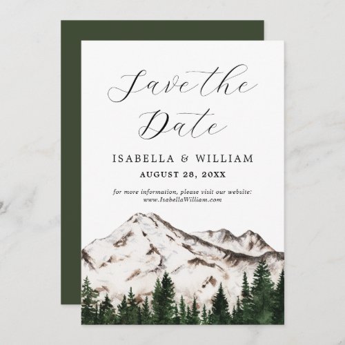 Watercolor Rustic Mountains  Save The Date