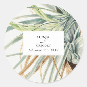 Watercolor Rustic Neutral Boho Botanical Wedding Classic Round Sticker