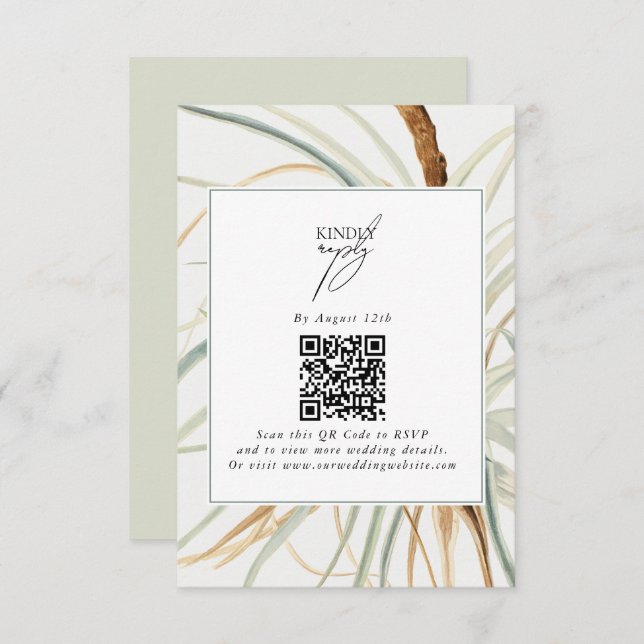 Watercolor Rustic Neutral Boho Botanical Wedding Enclosure Card (Front/Back)