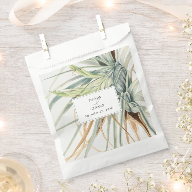 Watercolor Rustic Neutral Boho Botanical Wedding Favor Bag (Clipped)